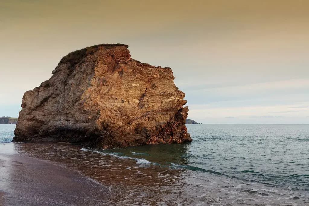 A Beautiful Sunset Over A Rocky Cove, Cornwall