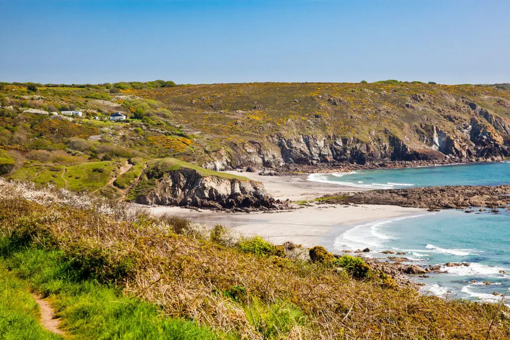 The “magic hour” on a summer afternoon at Kennack Sands Beach, Lizard Peninsula, Cornwall