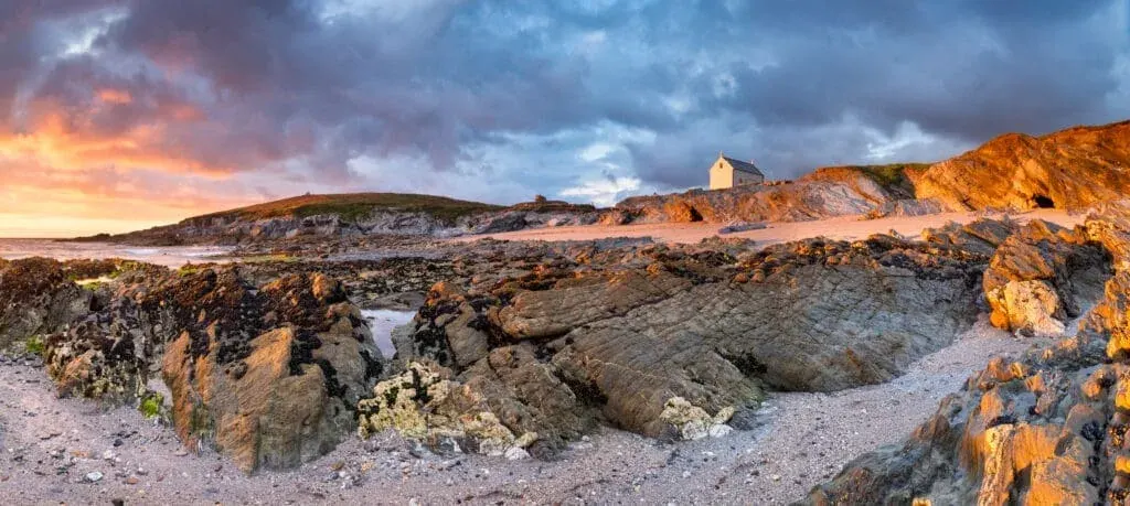 Sunset on the Towan Headland at Fistral Beach in Newquay, Cornwall
