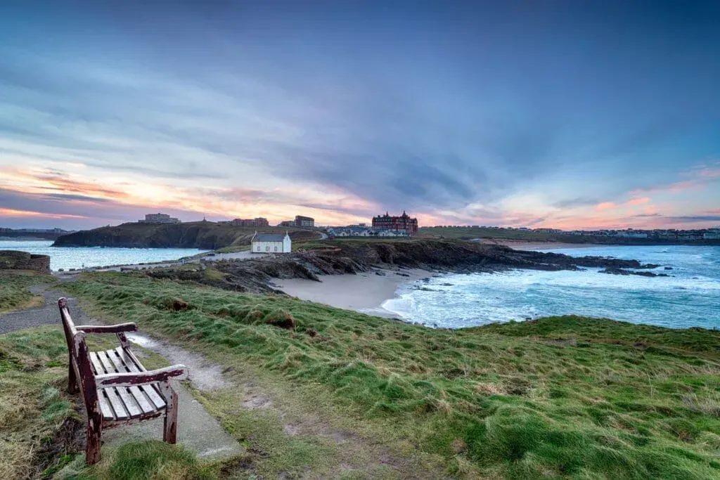 Sunrise over Newquay (Fistral Beach), a popular holiday resort on the North Cornish coast