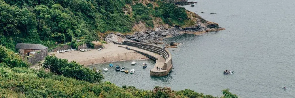 Polkerris harbour, close to Par, on the South Cornwall coast.