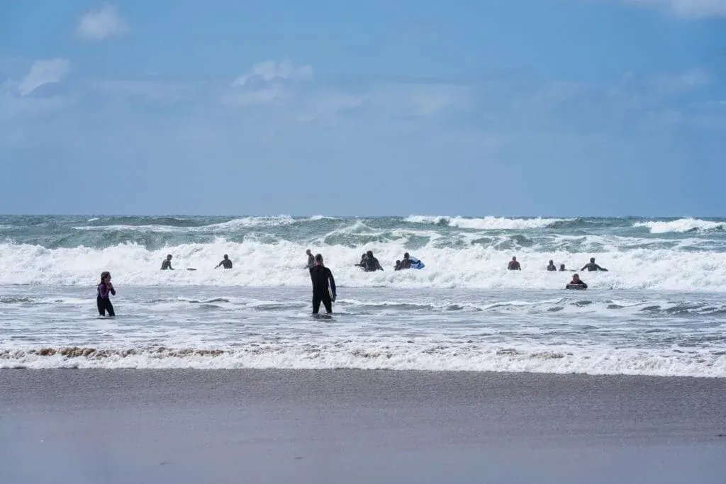 Watersports in action at Summerleaze Beach, Bude, Cornwall