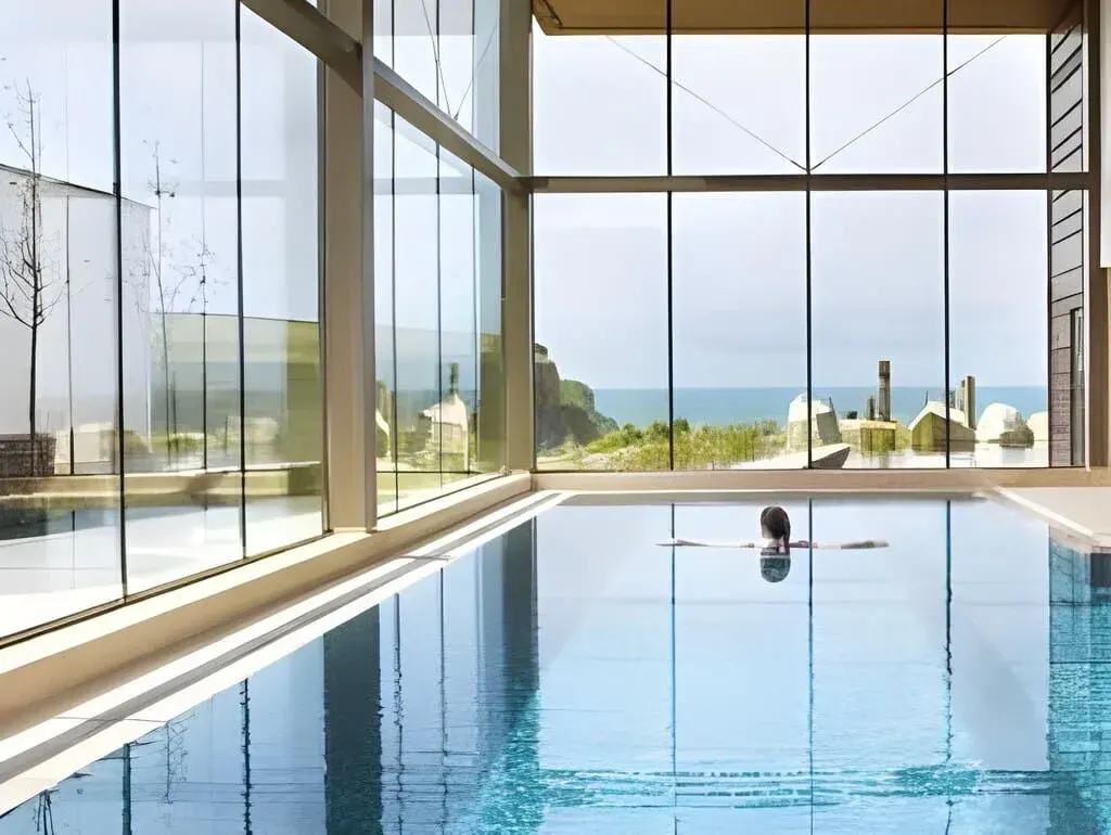 Indoor swimming pool at The Scarlet Hotel, Cornwall