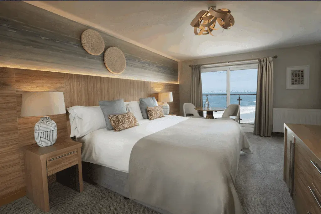 Bedroom at the Fistral Beach Hotel, Cornwall