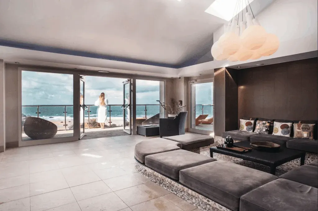 Spa lounge area at the Bedruthan Hotel & Spa, Cornwall