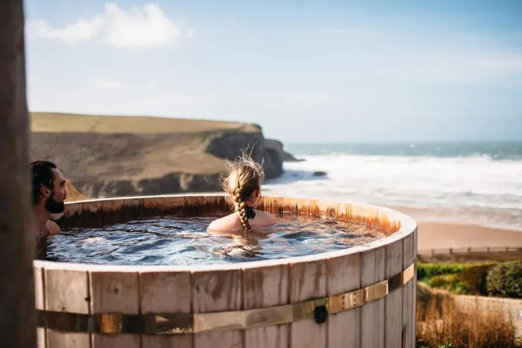 Hot tub at The Scarlet Hotel, Cornwall
