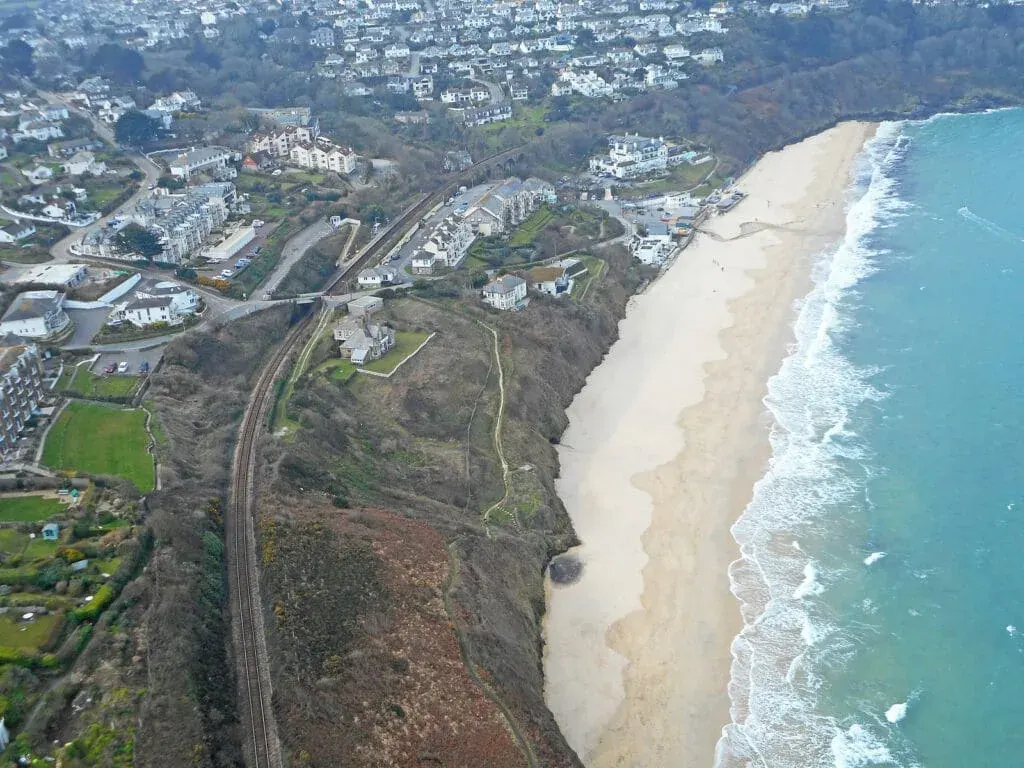 Looking down on Carbis Bay Beach in Cornwall