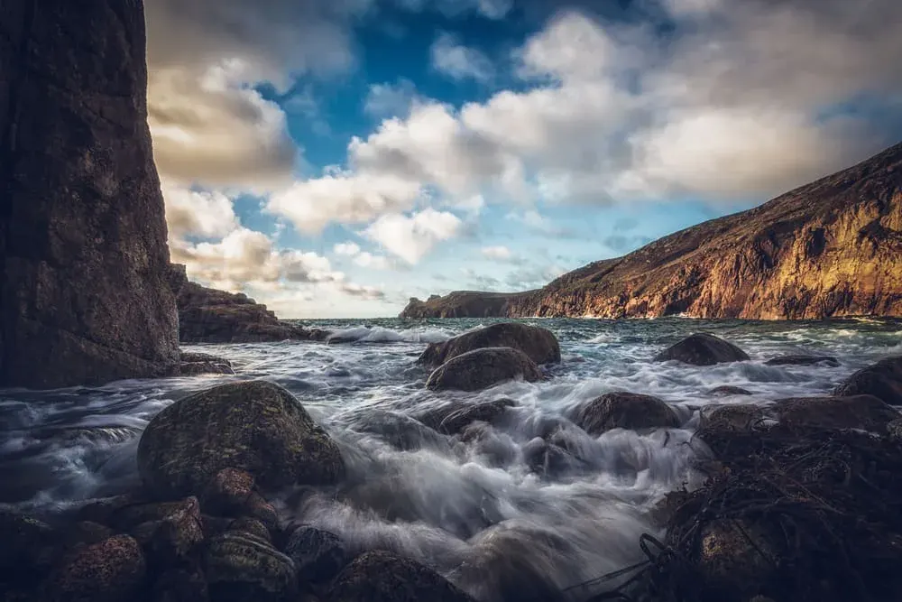 Tide coming incoming at Nanjizal Beach, Cornwall